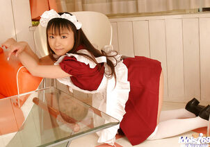Youngster japanese maid with little